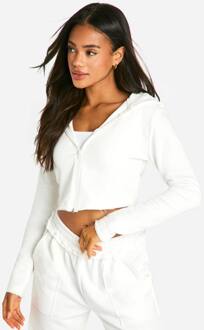 Reverse Loopback Detail Ingekrompen Hoodie, Cream - XL