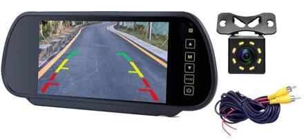 Reverse Parking System.7 Inch Tft Lcd-scherm Auto Monitor Achteruitkijkspiegel + Nachtzicht Achteruitrijcamera Optioneel met 8 led