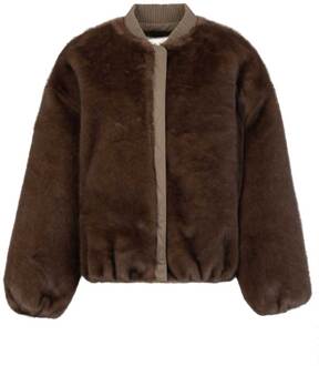 Reversible mink bomberjas Pearl  donkerbruin - M,S,