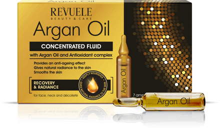 REVUELE Gezichtsolie Revuele Ampoules Aragan Oil Concentrsted Fluid With Argan Oil And Antioxidant Complex For Face Neck and Décollete 7 x 2 ml