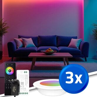 RexTech 3-pack RGBWW Spot Set Wit