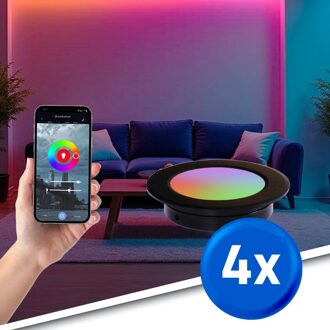 RexTech RGBWW Inbouwspot Zwart 4 pack