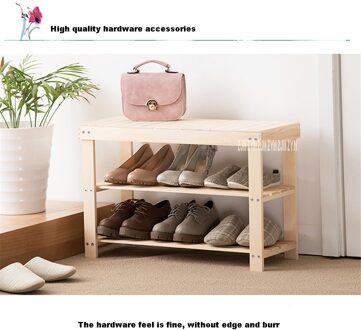 RF-023 Woonkamer Deuropening Grenen Schoen Opbergkast Entree Stof Schoenen Proberen Kruk Creatieve Dubbele Dek Houten Schoenenrek