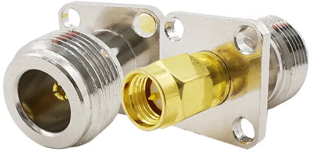 RF Coaxial Coax M/F Adapter SMA Male Plug to N Female Jack With 4 Hole Flange Panel Mount Chassis Adapter SMA to N Connector