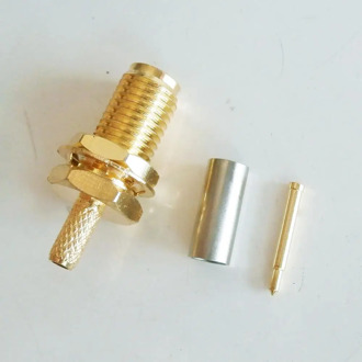 RF Connector RPSMA RP SMA Female With O-ring Bulkhead Panel Nut Crimp for RG316 RG174 RG179 LMR100 Cable Plug Straight Adapters