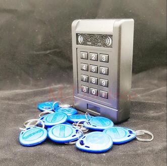 Rfid 125 Khz Id Tag Security Kaartlezer Toegangscontrole Toetsenbord Gratis 10 Id Keyfob Wiegand Ingang Deur lock Controller blauw Keyfobs