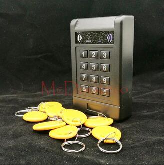 Rfid 125 Khz Id Tag Security Kaartlezer Toegangscontrole Toetsenbord Gratis 10 Id Keyfob Wiegand Ingang Deur lock Controller geel keyfobs