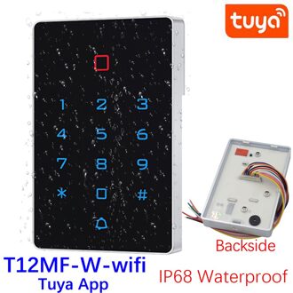 Rfid 125Khz Wifi Tuya App Standalone Toegangscontrole Toetsenbord Backlight Touch Kaartlezer Wiegand 26 Input En Output Waterdicht T12MF 13.56Mhz