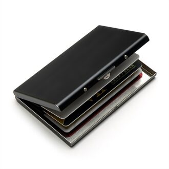 Rfid Antimagnetic Kaarthouder Vrouwen Mannen Metalen Credit Id Kaart Pakket Business Card Houders Purse Wallet Kaarthouder Case zwart