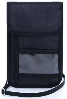 RFID Blocking Reizen Telefoon Neck Pouch Paspoorthouder Portemonnee Schouder Riem Messenger Bag Crossbody tassen 586 zwart