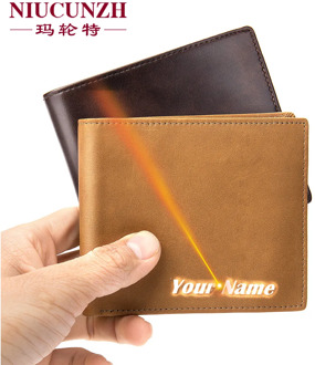 Rfid Blocking Wallet Men Cow Genuine Leather ID Credit Card Holder Rfid Blocking Wallets Purse Carteira Masculina FREE ENGRAVING