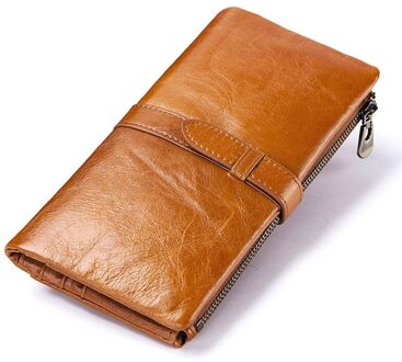 Rfid Portemonnee Voor Vrouwen Lederen Kaarthouder Telefoon Organizer Rits Broekzak Lange Zakelijke Portemonnee Oranje