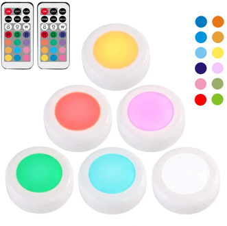 RGB 12 Colors LED Under Cabinet Light Dimmable Touch Sensor LED Puck Lights For Cupboard Close Wardrobe Stair Hallway Night Lamp