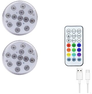 Rgb Afstandsbediening Led Onderwater Licht Usb Opladen Dompelpompen Lamp IP68 Waterdicht Zwembad Lights Voor Outdoor Tuin 1 controle 2 lights