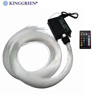 RGB LED 16W fiber optic light engine + 24key IR remote controller + 500PCS 0.75mm 2m end glow PMMA fiber optic cable