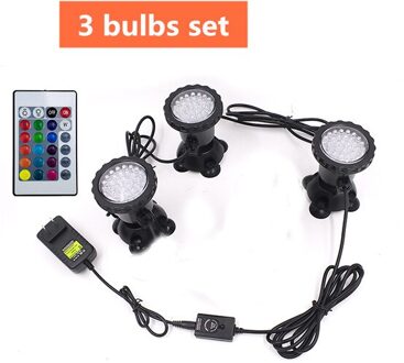 Rgb Led Onderwater Verlichting Lamp IP68 Waterdichte Spot Light Voor Zwembad Fonteinen Vijver Water Tuin Aquarium Light + Remote 3 bulbs reeks