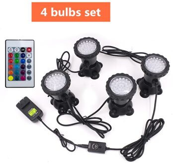 Rgb Led Onderwater Verlichting Lamp IP68 Waterdichte Spot Light Voor Zwembad Fonteinen Vijver Water Tuin Aquarium Light + Remote 4 bulbs reeks