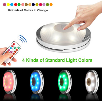 RGB LED Under Cabinet Light Dimmable Touch Sensor Remote Controller Night Lamp For Wardrobe Closet Puck Bedroom Kitchen Lights