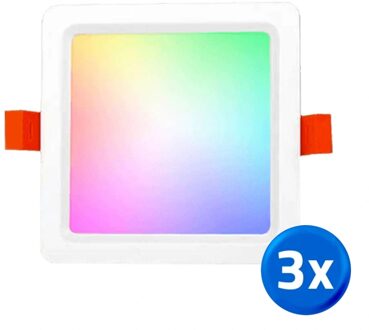 RGBWW led vierkante downlight 9 watt - voordeelset van 3 stuks