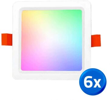RGBWW led vierkante downlight 9 Watt - Voordeelset van 6 stuks