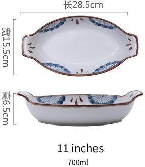 Rhe Creativiteit Boot Vorm Keramische Plaat Spaghetti Salade Noodle Plaat Keuken Restaurant Bestek Set 11 inches