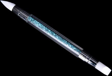Rhinestone Crystal 2 Way Nail Art Brush Pen Siliconen Hoofd Carving Emboss Vormgeven Holle Sculptuur Acryl Manicure Puntjes Gereedschap 1
