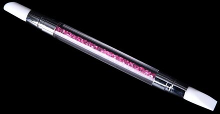 Rhinestone Crystal 2 Way Nail Art Brush Pen Siliconen Hoofd Carving Emboss Vormgeven Holle Sculptuur Acryl Manicure Puntjes Gereedschap 4
