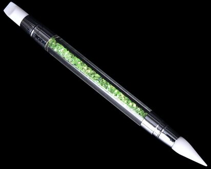 Rhinestone Crystal 2 Way Nail Art Brush Pen Siliconen Hoofd Carving Emboss Vormgeven Holle Sculptuur Acryl Manicure Puntjes Gereedschap