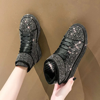 Rhinestone Sneakers Women Winter Warm High Top Sneakers Black Vulcanized Shoes Women Shoes 2020 Shiny Platform Trainers