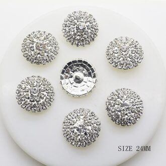 Rhinestones Knop 5 Stks/partij 24Mm Ronde Zilveren Knoppen Voor Kleding Diy Accessoires Trui Overjas Ingelegd Metalen Jurk Decor