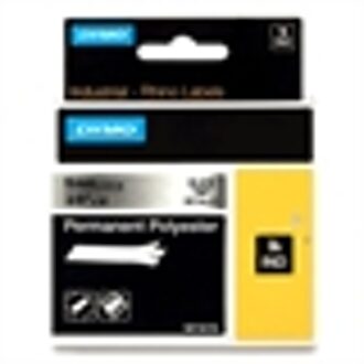 RHINO permanent polyester tape 9 mm, zwart op metaal