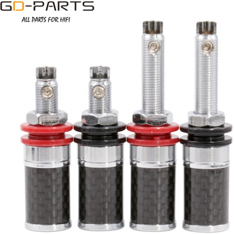 Rhodium Plated Copper 5-Way Speaker Binding Post Female Banana Jack Connector Carbon Fiber Shielding HIFI Audio DIY Screw Lock