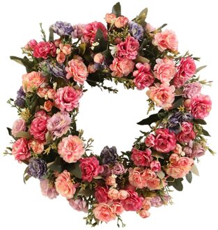 Rhododendron Gesimuleerde Krans Rotan Ring Fotografie Props Krans Home Deur Muur Tuin Bruiloft Festival Decoratie