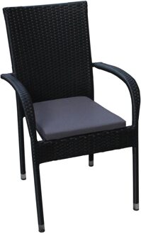 Rhodos Stapelstoel Black + Cushion - Zwart