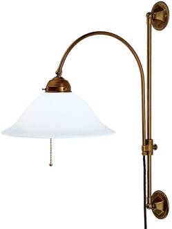 Rhodos - uitzwenkende messing wandlamp opaalwit, messing