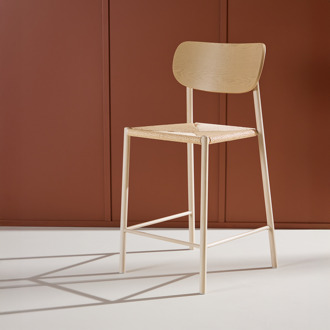 Rian barkruk met rotan zitting beige - 67 cm