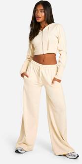 Rib Insert Corset Detail Hoodie En Straight Leg Jogger Trainingspak, Stone - XL