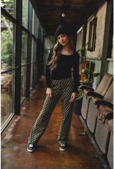 Rib jersey top voor meisjes in de kleur Zwart - 140