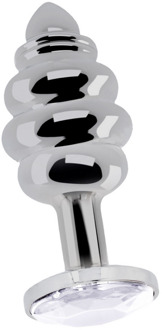 Ribbed Diamond Plug - 2.8 / 7 cm - Silver - Ribbed Diamond Plug - 2.8 / 7 cm - Silver