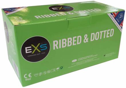 Ribbed & Dotted Condooms 144 stuks (grootverpakking) Transparant - 56 (omtrek 11,5-12 cm)
