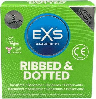 Ribbed & Dotted Condooms 3 stuks Transparant - 56 (omtrek 11,5-12 cm)