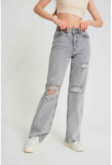 Ribbed jeans high waist d83618 Grijs - 26
