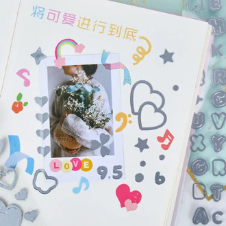 Ribbon Dance Series PVC Cute Sticker Silvery Pattern Letter Tape Masking Scrapbooking Material Sticker Craft Supplies Stationery