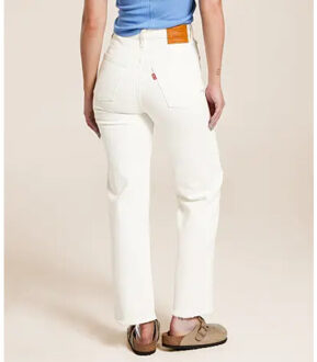 Ribcage high waist straight leg cropped jeans met gerafelde zoom Gebroken wit - W27/L29