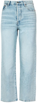 Ribcage high waist straight leg cropped jeans met lichte wassing Indigo - W25/L27
