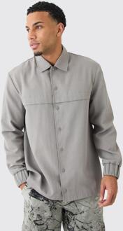 Ribfluwelen Regular Fit Overhemd Met Lange Mouwen En Drukknoopjes, Light Grey - S