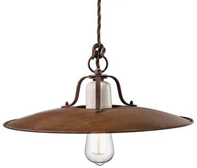 RICCARDO hanglamp met praktische kabeltrekker wit craquelé, roestbruin