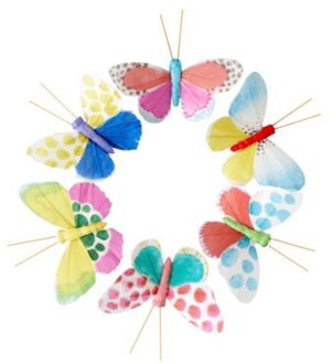Rice decoratieve vlinder op clip assorti