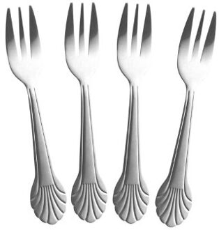 Rice gebaksvork met schelp, rvs zilver, set van 4