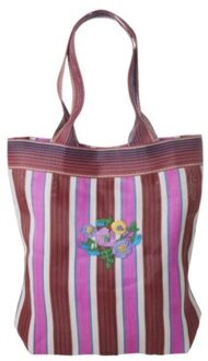 Rice gerecycled plastic shopper strepen - bloemen